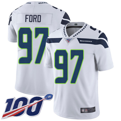Seattle Seahawks Limited White Men Poona Ford Road Jersey NFL Football #97 100th Season Vapor Untouchable->seattle seahawks->NFL Jersey